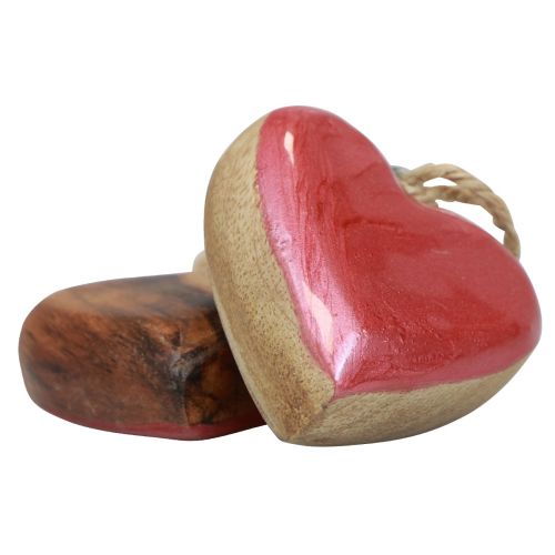 Itens Cabide decorativo madeira corações de madeira decoração rosa brilhante 6 cm 8 unidades