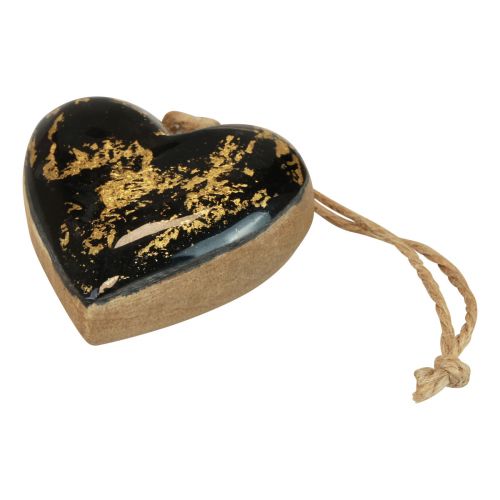 Itens Cabide decorativo madeira corações decoração natural preto ouro 6 cm 8 peças