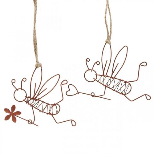 Itens Cabide decorativo de metal Bees cabide ferrugem 9x6,5cm 6 unidades