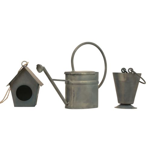 Itens Cabide decorativo de metal decorativo para jardim cinza vintage 5-15 cm conjunto de 3