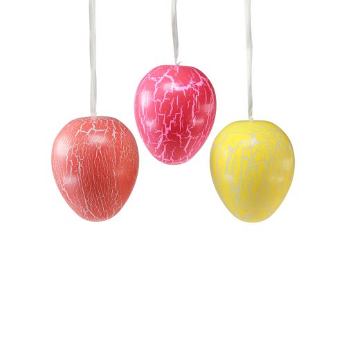 Itens Cabide decorativo para ovos de Páscoa craquelure amarelo/rosa/vermelho Ø8,5cm 3 unidades