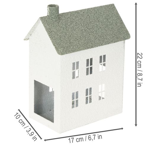Casa decorativa de metal em formato de casinha com janelas e chaminé, 22 cm | Floristik24.pt