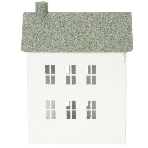 Casa decorativa de metal em formato de casinha com janelas e chaminé, 22 cm | Floristik24.pt