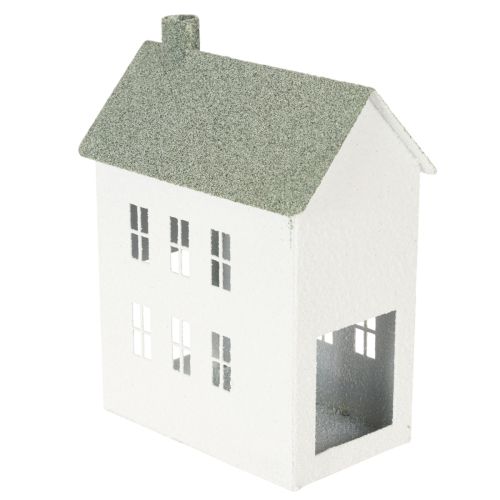 Casa decorativa de metal em formato de casinha com janelas e chaminé, 22 cm | Floristik24.pt