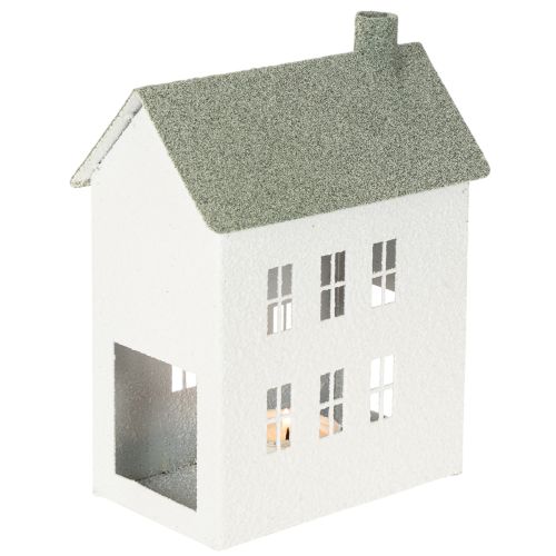 Casa decorativa de metal em formato de casinha com janelas e chaminé, 22 cm | Floristik24.pt