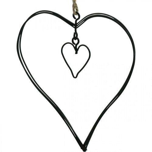 Itens Coração decorativo para pendurar coração de metal preto 10,5cm 6uds