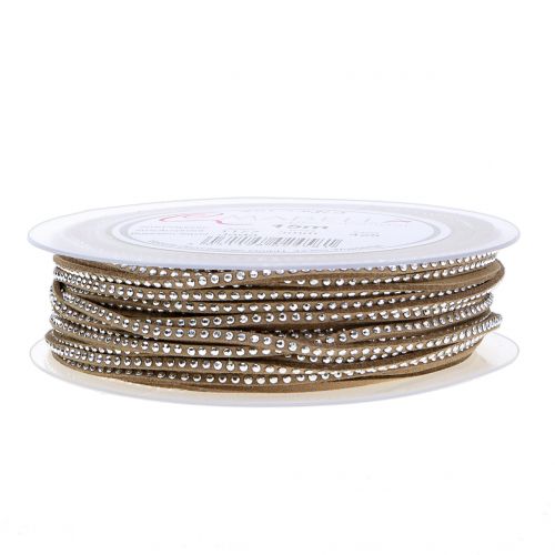 Floristik24 Cordão decorativo de couro marrom com rebites 3mm 15m