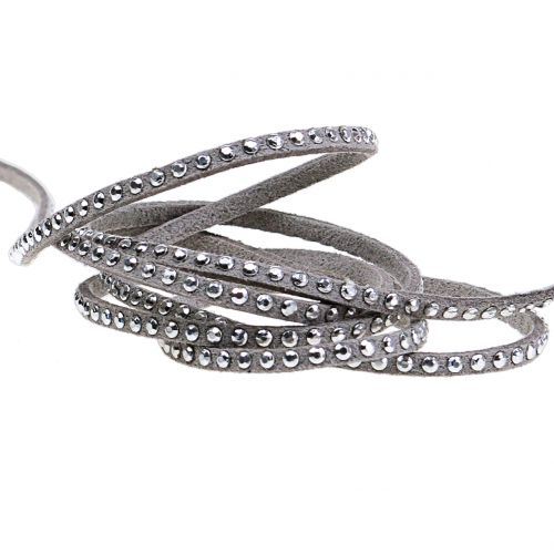 Floristik24 Cordão decorativo de couro cordão cinza com rebites 3mm 15m