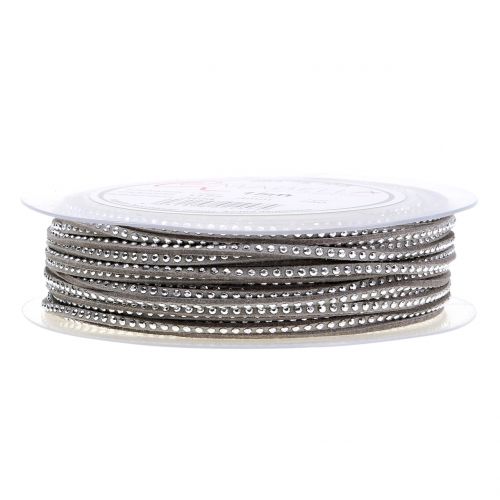 Floristik24 Cordão decorativo de couro cordão cinza com rebites 3mm 15m