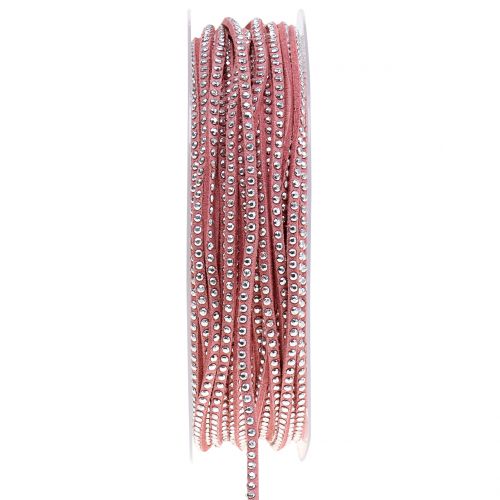 Cordão decorativo de couro cordão rosa com rebites 3mm 15m