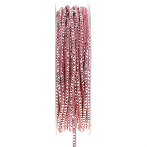 Floristik24 Cordão decorativo de couro cordão rosa com rebites 3mm 15m