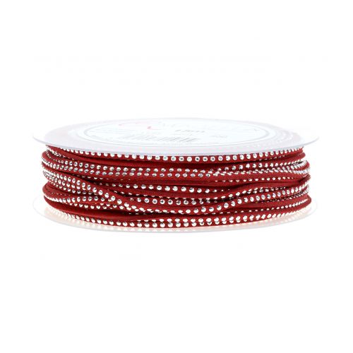 Itens Cordão decorativo de couro vermelho com rebites 3mm 15m