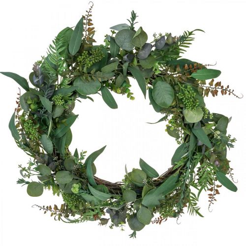 Guirlanda decorativa folhas de eucalipto verde artificial Ø55cm
