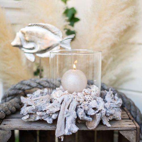 Floristik24 Guirlanda decorativa guirlanda natural decoração em madeira de raiz branco natural Ø30cm
