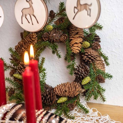 Floristik24 Grinalda decorativa de abeto com cones verdes Ø25cm