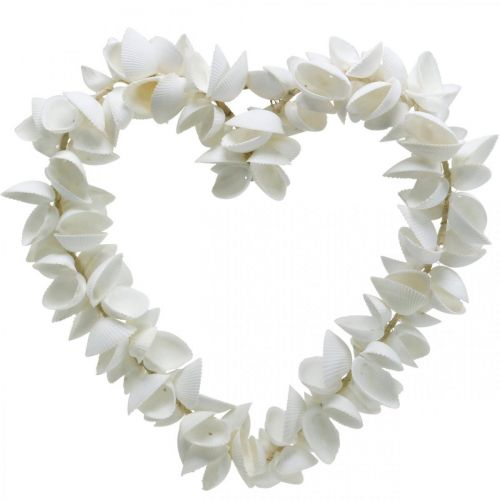 Floristik24 Coração de conchas, decoração marítima do Dia dos Namorados, coração decorativo de conchas, decoração do mar 34×34cm
