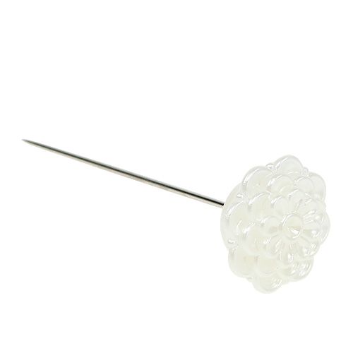 Floristik24 Alfinete decorativo flor branca Ø2cm Alt.6cm 24 unid.