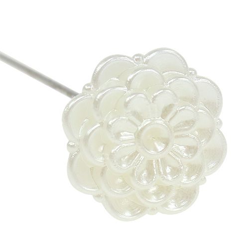 Floristik24 Alfinete decorativo flor branca Ø2cm Alt.6cm 24 unid.
