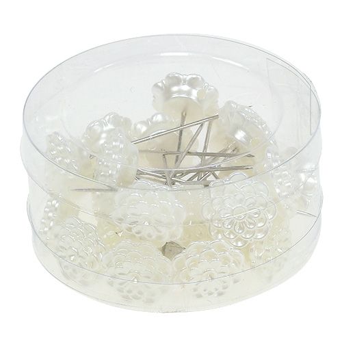 Floristik24 Alfinete decorativo flor branca Ø2cm Alt.6cm 24 unid.