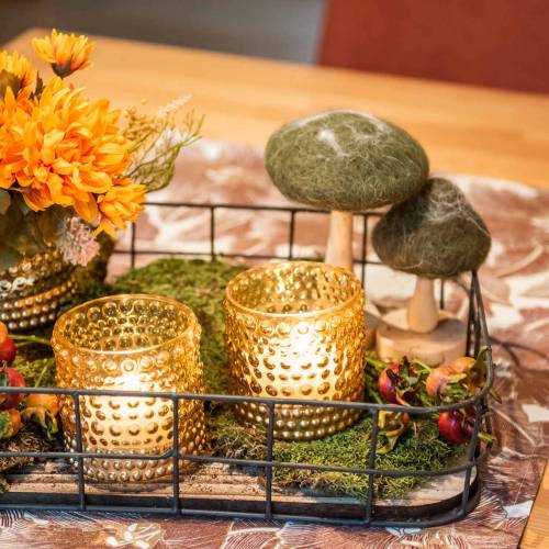 Floristik24 Madeira decorativa cogumelo / feltro verde 8cm - 15cm 4pcs