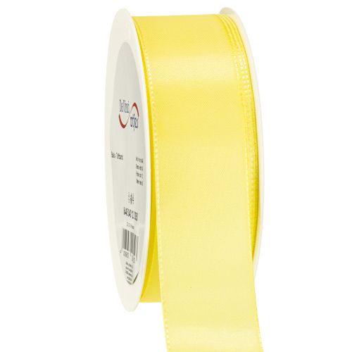 Fita decorativa de tafetá, fita para presente, amarelo claro, 40mm, 50m