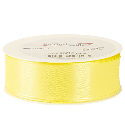 Itens Fita decorativa de tafetá, fita para presente, amarelo claro, 40mm, 50m