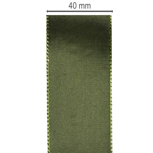 Fita de cetim para embrulho de presentes, fita de tafetá, verde, 40 mm de largura, 5 m de comprimento. | Floristik24.pt
