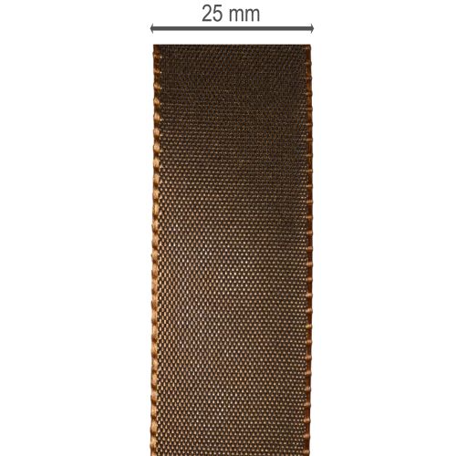 Fita de tafetá marrom em rolo, versátil para decoração, 25 mm de largura, 50 m de comprimento. | Floristik24.pt