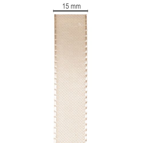 Fita decorativa de cetim, fita de tafetá bege, 15 mm, 50 m | Floristik24.pt