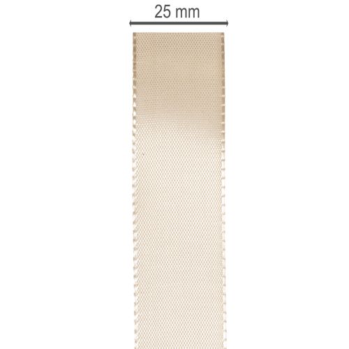 Fita decorativa de cetim bege, tafetá, 25 mm, 50 m | Floristik24.pt