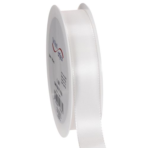 Fita decorativa de tafetá, branca, 25 mm de largura, 50 m de comprimento. comprar | Floristik24.pt