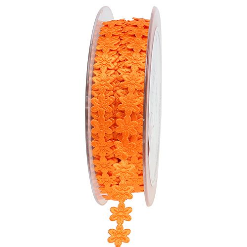 Floristik24 Fita decorativa com flor 1cm laranja 20m