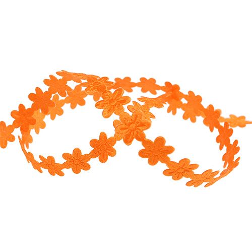 Floristik24 Fita decorativa com flor 1cm laranja 20m