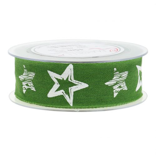 Floristik24 Fita decorativa de juta com motivo estrela verde 40mm 15m
