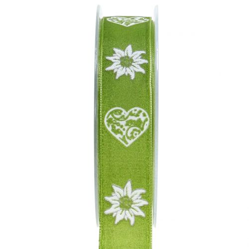Fita decorativa com edelweiss green 25mm 20m