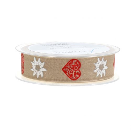 Floristik24 Fita decorativa com edelweiss natural 25mm 20m