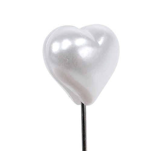 Itens Pino decorativo em forma de coração branco 1,5 cm 36 unidades