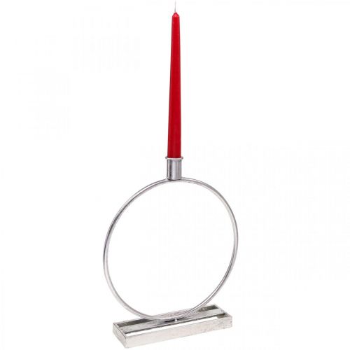 Floristik24 Anel decorativo castiçal de metal antigo prata Ø25cm H30.5cm