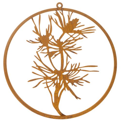 Anel decorativo de metal, decoração de parede em aço patinado, ramo de pinheiro, Ø38cm | Floristik24.pt