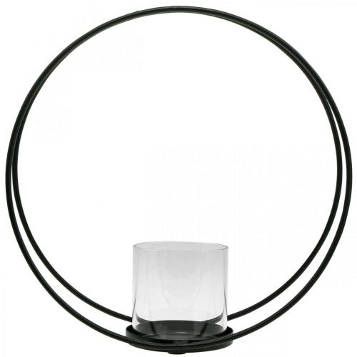 Floristik24 Argola decorativa castiçal de metal preto Ø28.5cm