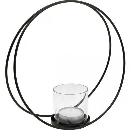 Floristik24 Argola decorativa castiçal de metal preto Ø28.5cm