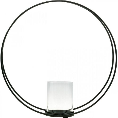 Itens Argola decorativa castiçal de metal preto Ø35cm