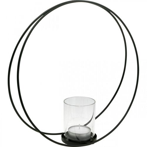 Itens Argola decorativa castiçal de metal preto Ø35cm