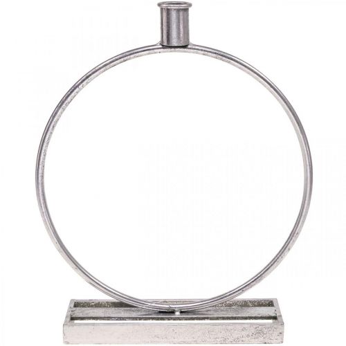 Floristik24 Anel decorativo castiçal de metal antigo prata Ø25cm H30.5cm
