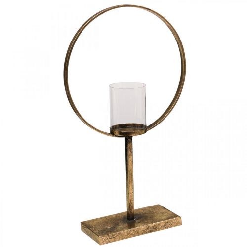Lanterna decorativa Suporte de vela de metal Vidro dourado Ø28cm