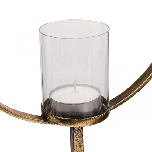 Itens Lanterna decorativa Suporte de vela de metal Vidro dourado Ø28cm