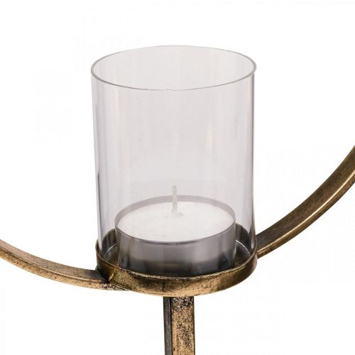 Floristik24 Lanterna decorativa Suporte de vela de metal Vidro dourado Ø28cm