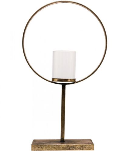 Floristik24 Lanterna decorativa Suporte de vela de metal Vidro dourado Ø28cm