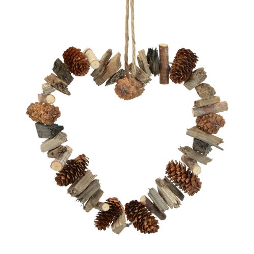 Anel decorativo coração pendurado decoração cones decorativos de madeira decoração natural Ø20cm