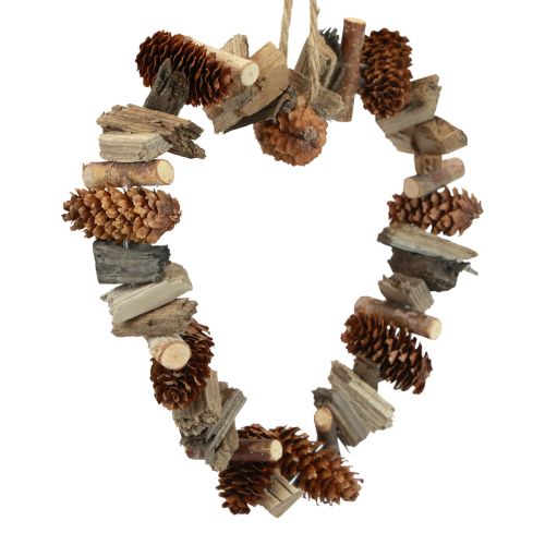 Anel decorativo coração pendurado decoração cones decorativos de madeira decoração natural Ø20cm